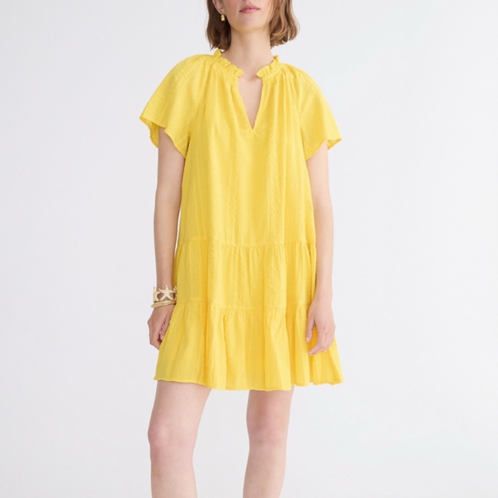 J. Crew Yellow Flutter Sleeve Mini Sundress